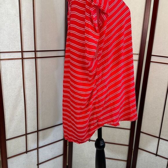 Torrid red stripe shirt with cut outs on back 2 - Picture 2 of 9